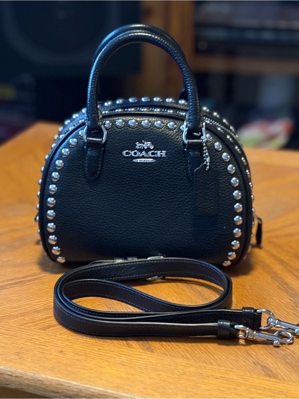 RARE Coach Sydney MINI Satchel / Crossbody With Silver Rivets